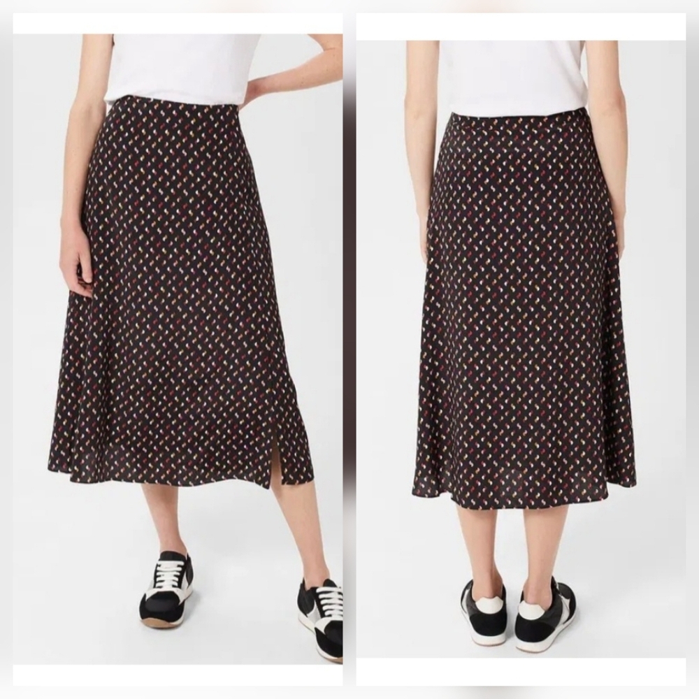Hobbs Annette Black Multi Geo Print Lined Midi Skirt Size‎ 8